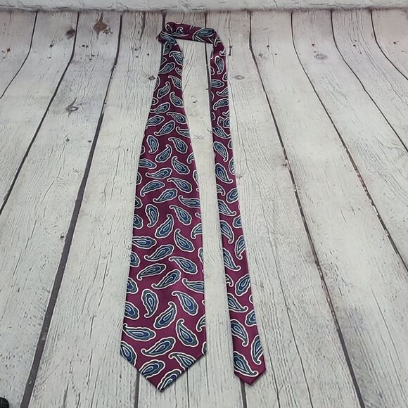Vintage Hand Made in Italy Silk Purple Paisley Tie - Picture 7 of 10